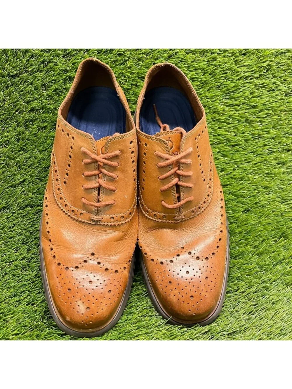 Cole Haan Zerogrand Mens Size 10 Brown Casual Leather Wingtip Oxford Dress Shoes